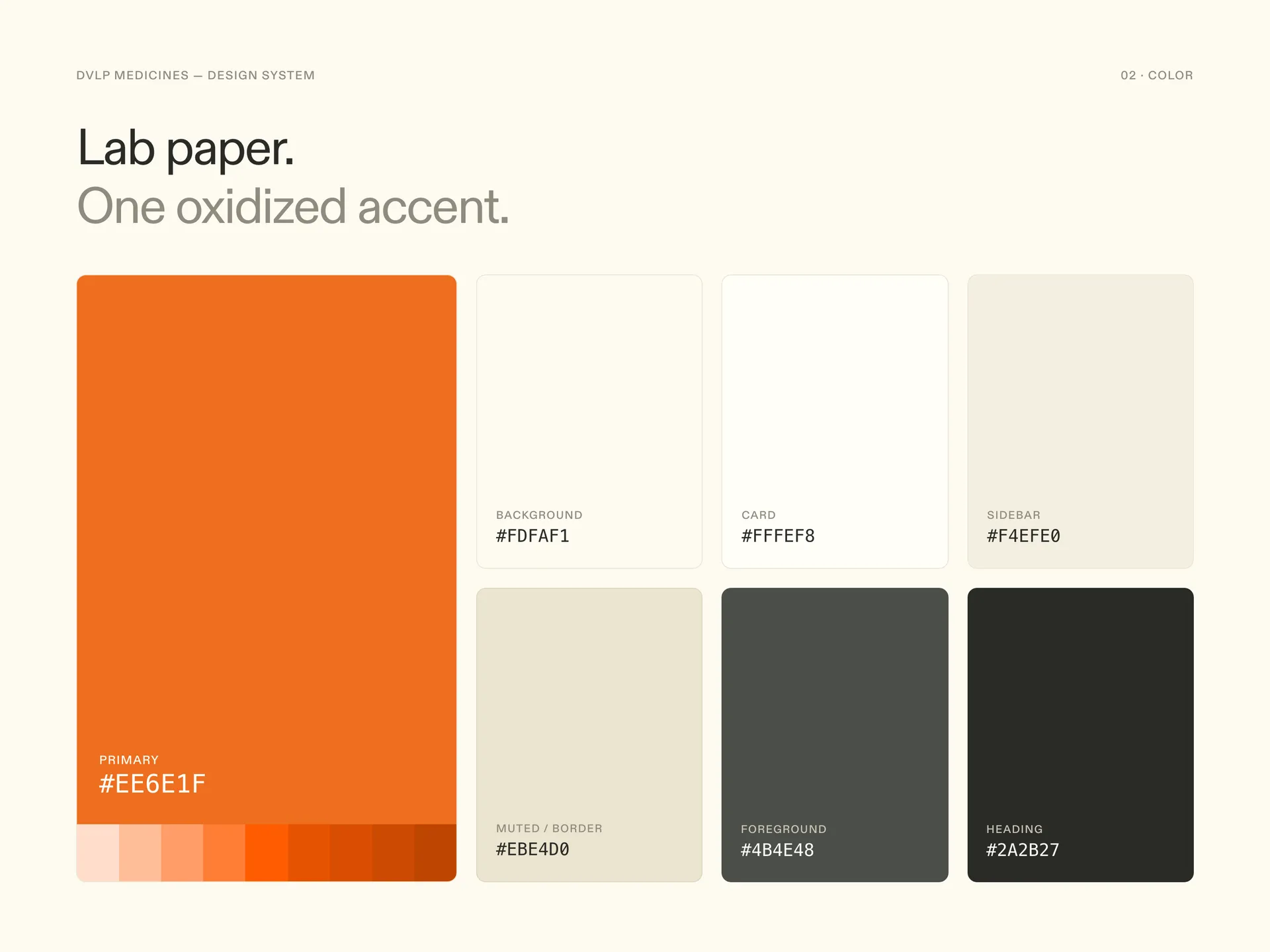 DVLP design system core color palette