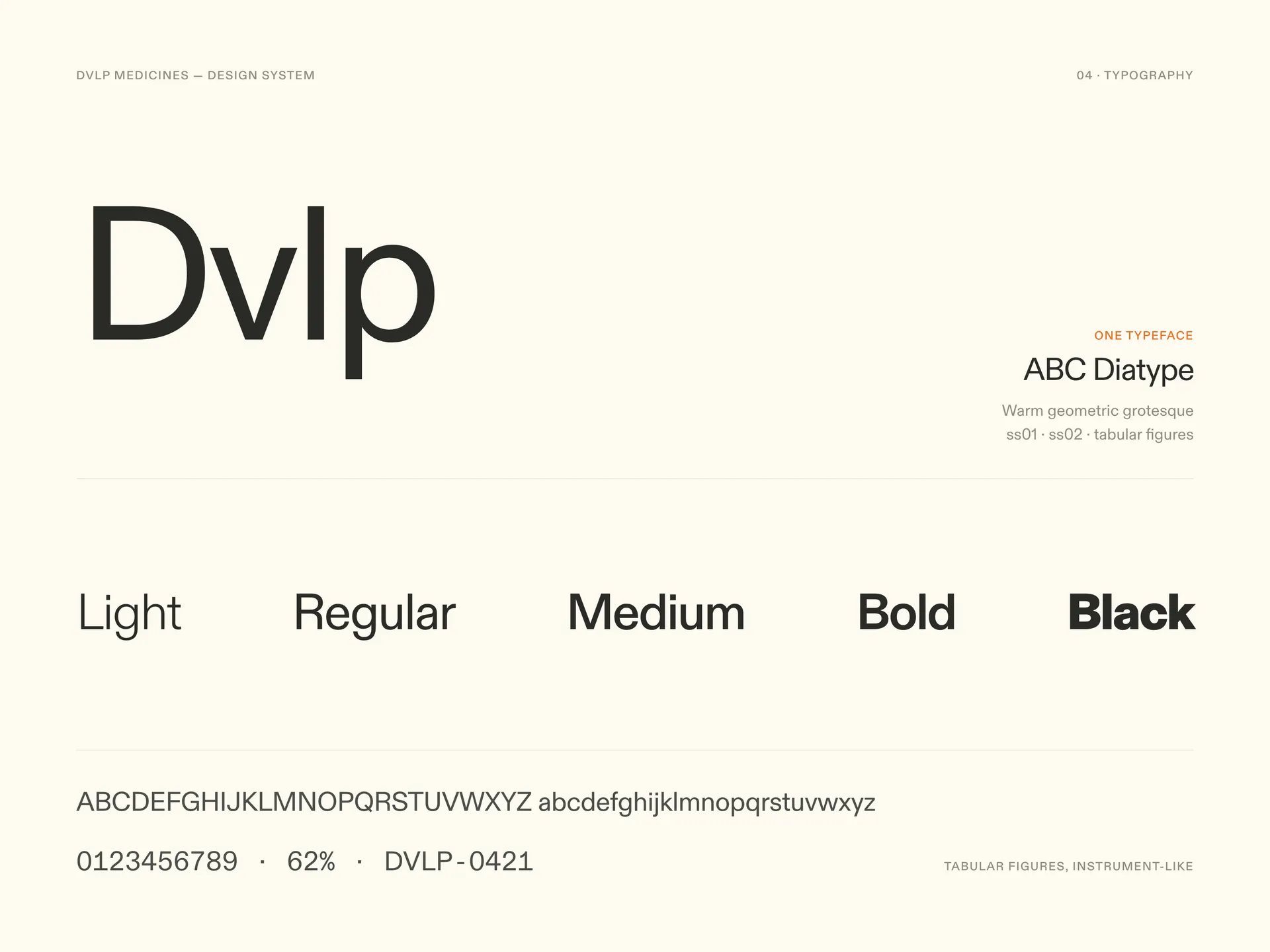 DVLP design system typeface specimen