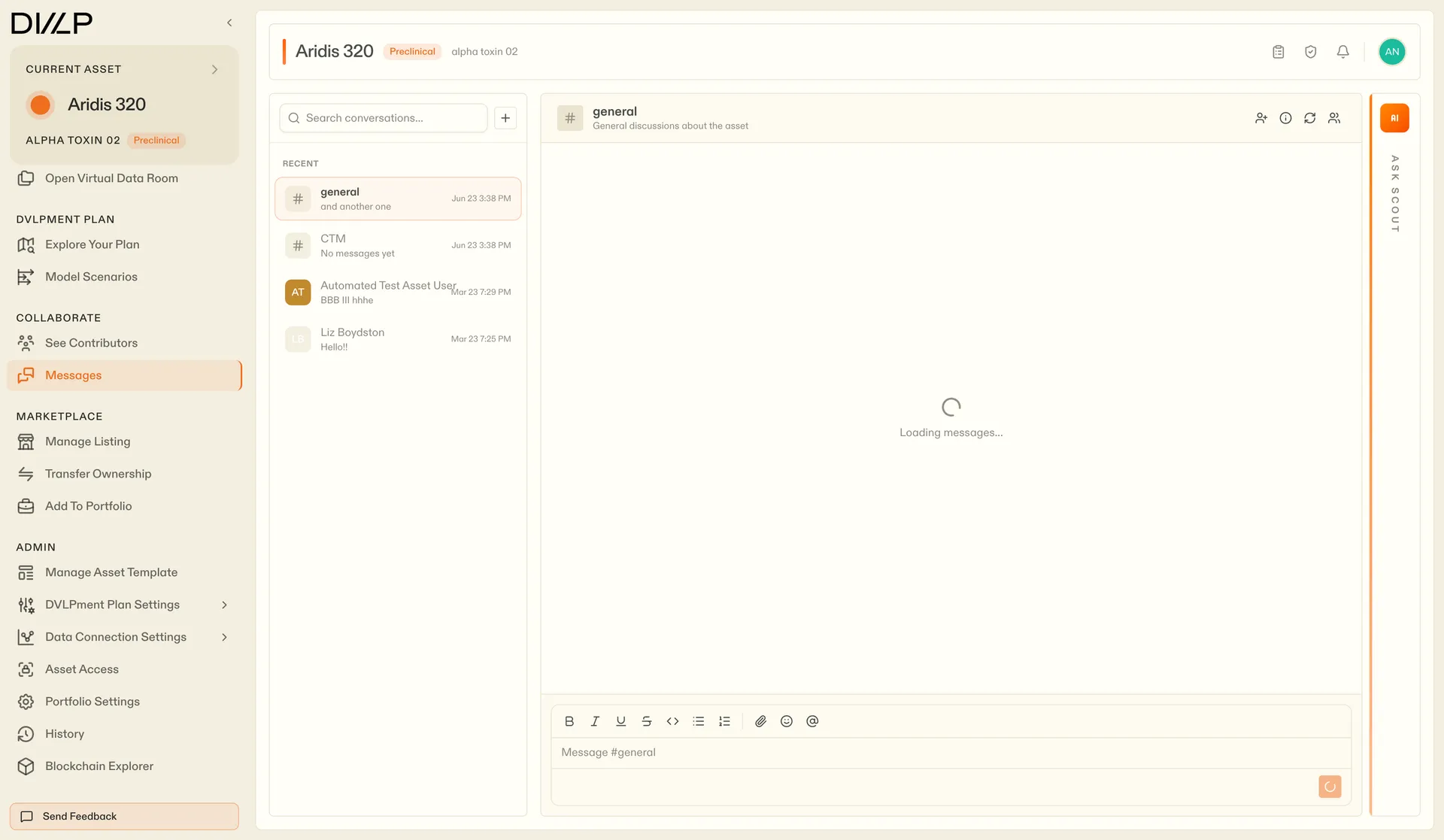 DVLP asset messaging